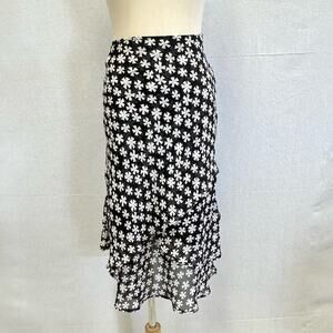 Vintage Y2k Soft Works‎ Petites black & white  layered knee length skirt size 2